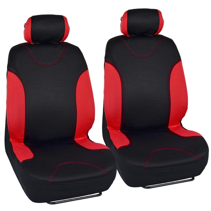 BDK Red Car Seat Covers with Matching Carpet Floor Mats for Cars Full Set - Front Universal Seat Covers & Back Bench Seat Cover with Automotive Floor Mats - Car, SUV, Truck, & Van Interior Protector - Image 2
